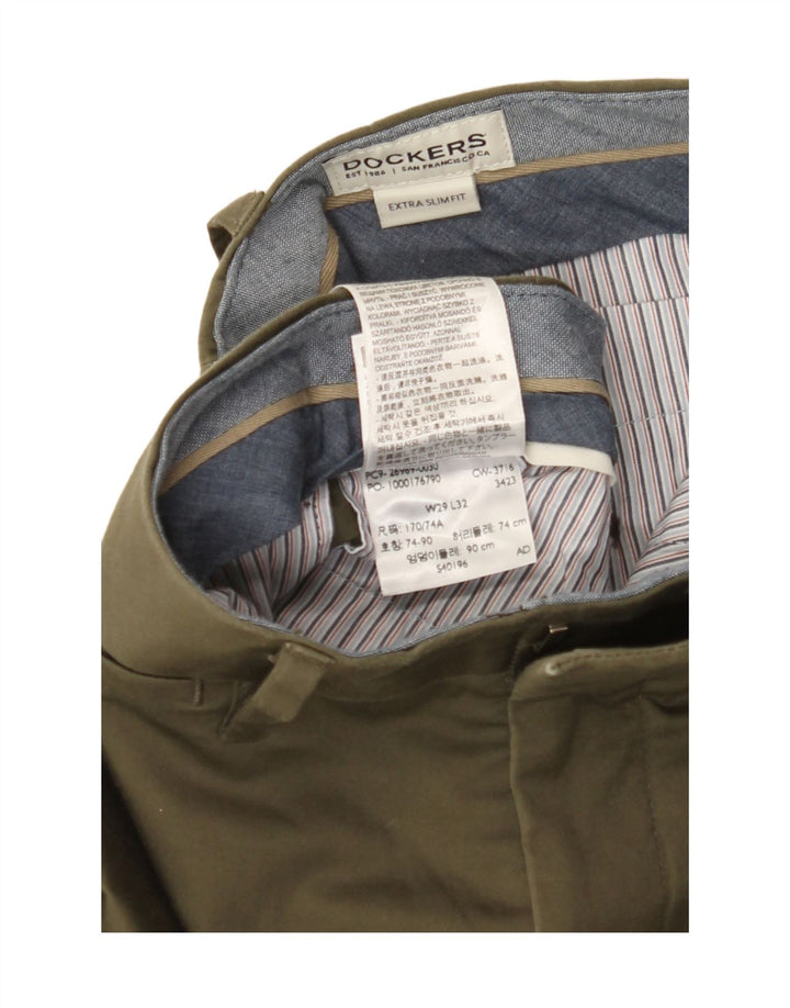 DOCKERS Mens Extra Sim Fit Chino Trousers W29 L27 Khaki Cotton Vintage Dockers and Second-Hand Dockers from Messina Hembry 