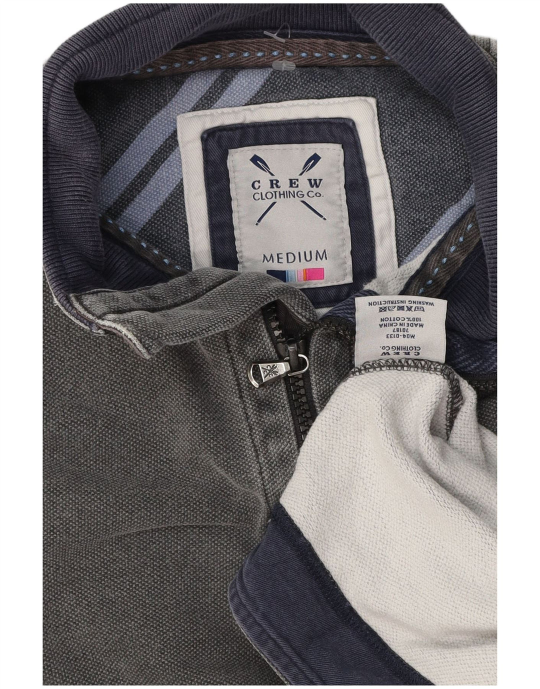 Crew Clothing Mens Zip Neck Sweatshirt Jumper Medium Grey Cotton