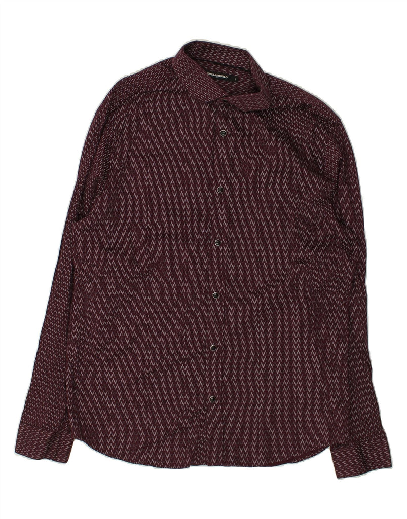 KARL LAGERFELD Mens Shirt Large Maroon Cotton | Vintage Karl Lagerfeld | Thrift | Second-Hand Karl Lagerfeld | Used Clothing | Messina Hembry 