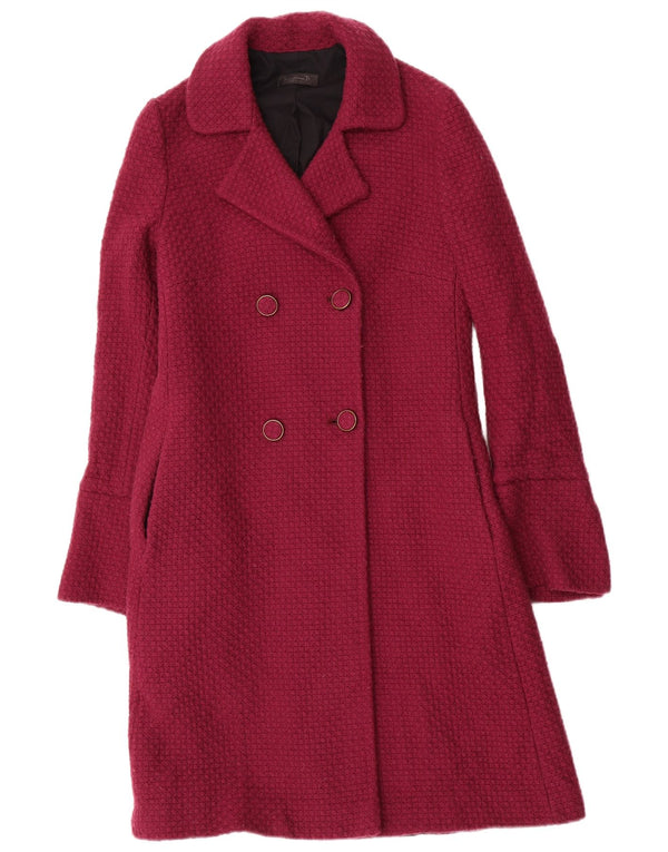 Vintage Womens Double Breasted Coat IT 44 Medium Burgundy Wool