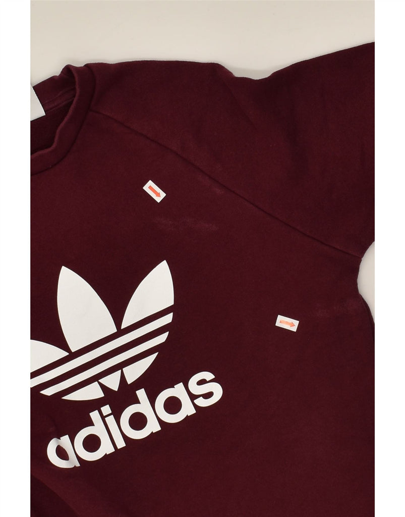 ADIDAS Mens Graphic Sweatshirt Jumper Small Burgundy Cotton | Vintage Adidas | Thrift | Second-Hand Adidas | Used Clothing | Messina Hembry 