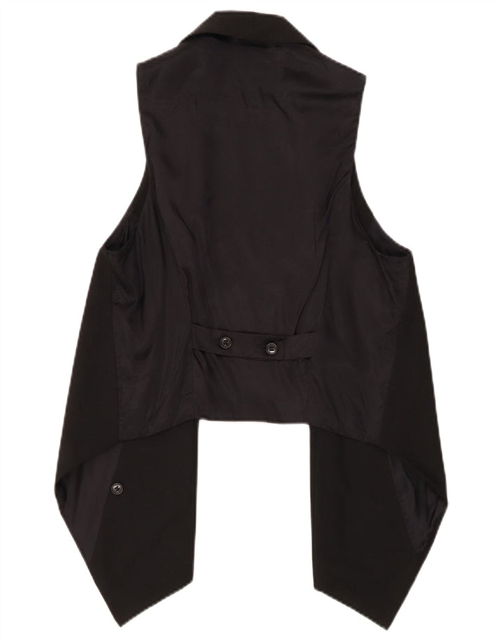 BENETTON Womens Asymmetric OPEN Waistcoat UK 12 Medium Black