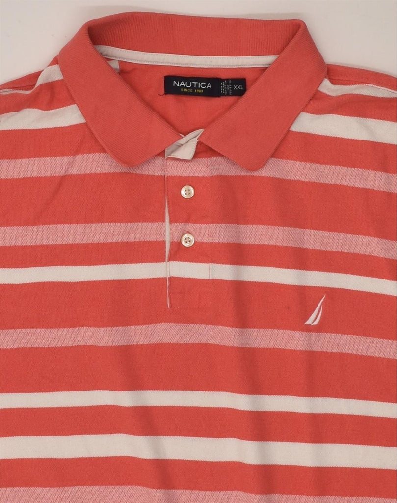 NAUTICA Mens Polo Shirt 2XL Red Striped Cotton | Vintage Nautica | Thrift | Second-Hand Nautica | Used Clothing | Messina Hembry 