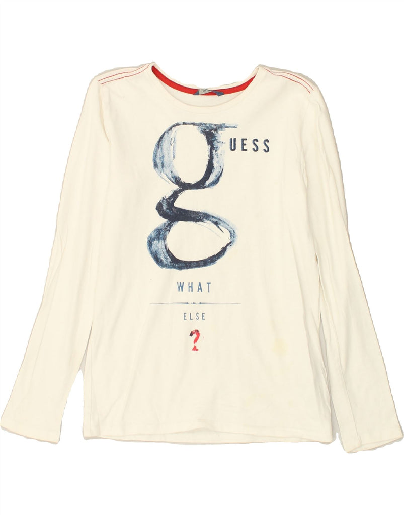 GUESS Girls Graphic Top Long Sleeve 11-12 Years White Cotton | Vintage Guess | Thrift | Second-Hand Guess | Used Clothing | Messina Hembry 