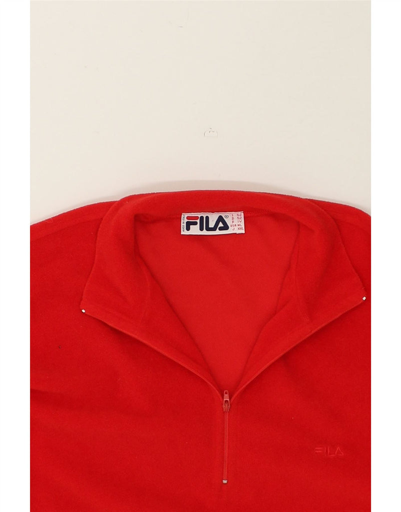 FILA Mens Zip Neck Fleece Jumper IT 52 Large Red Polyester | Vintage Fila | Thrift | Second-Hand Fila | Used Clothing | Messina Hembry 