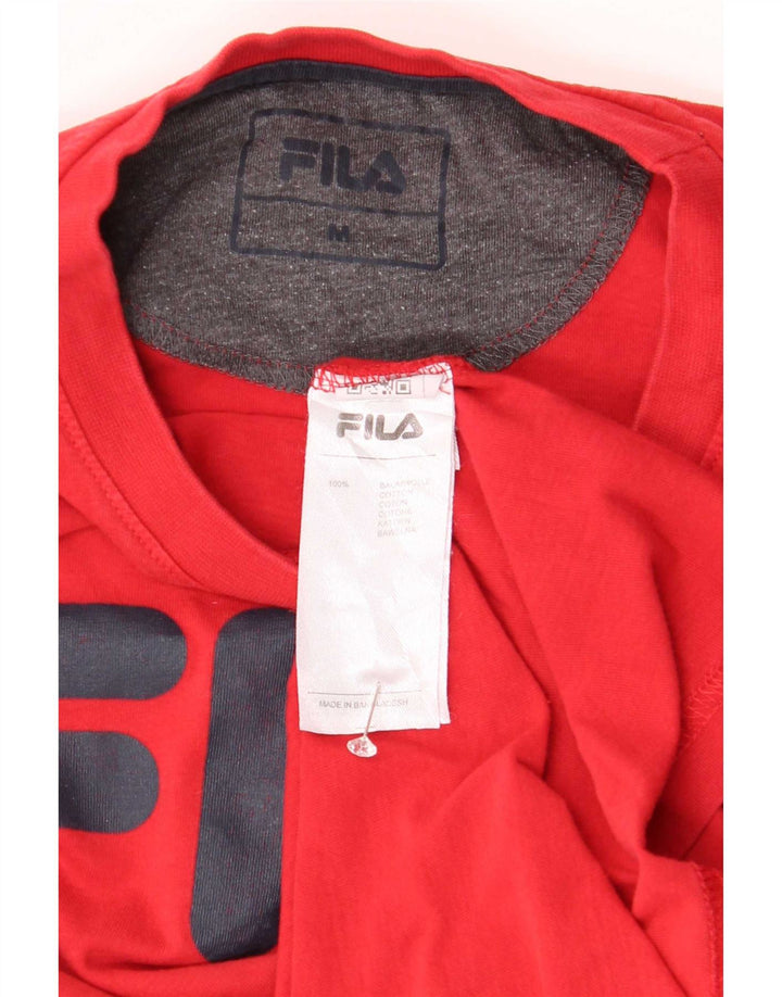 Fila Mens Graphic T-Shirt Top Medium Red Cotton