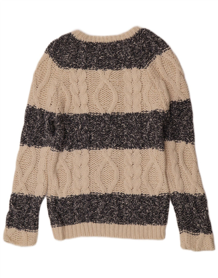 Zara Mens Boat Neck Jumper Sweater Medium Beige Striped