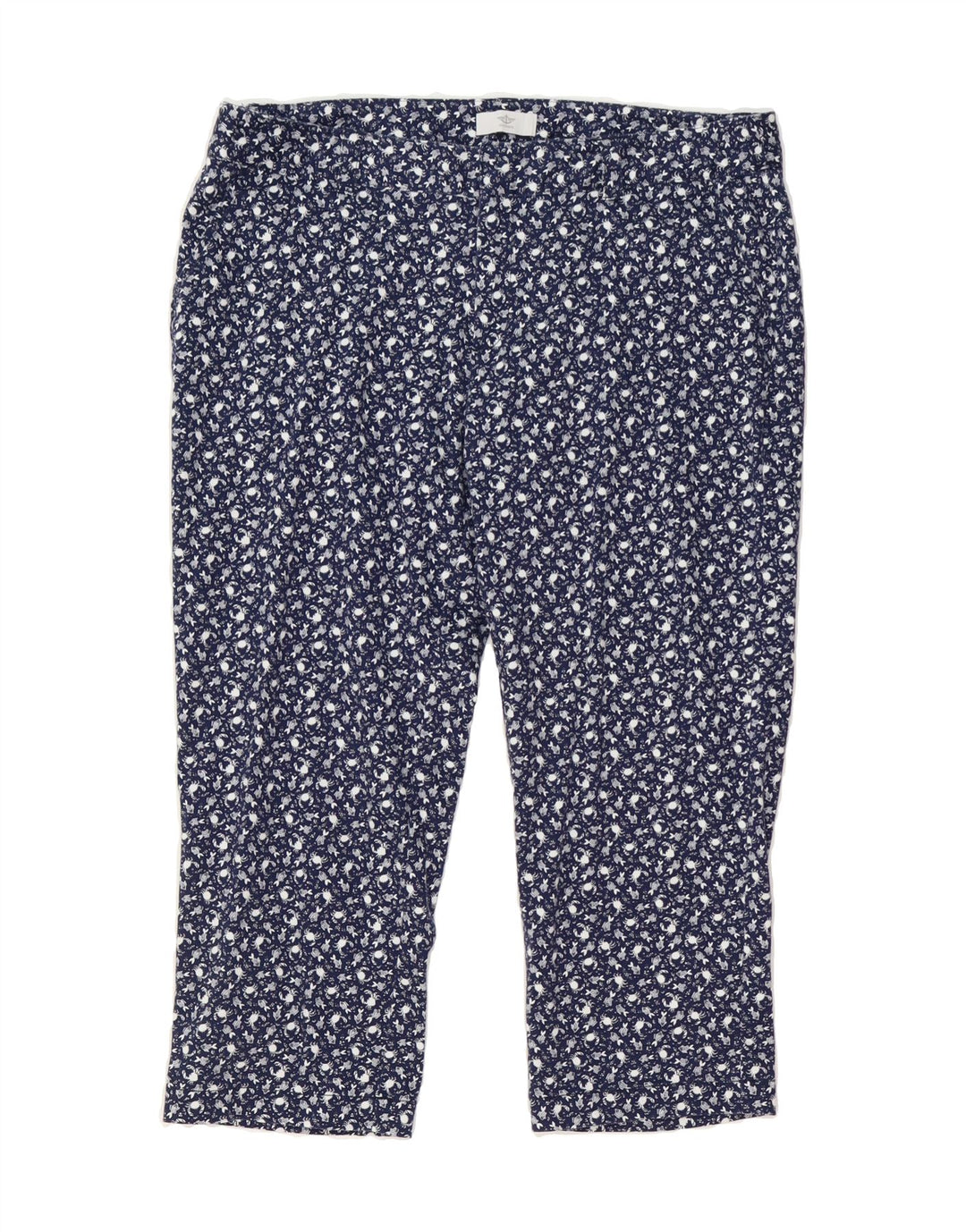 DOCKERS Womens Abstract Pattern Capri Trousers US 14 XL W34 L21 Navy Blue Vintage Dockers and Second-Hand Dockers from Messina Hembry 