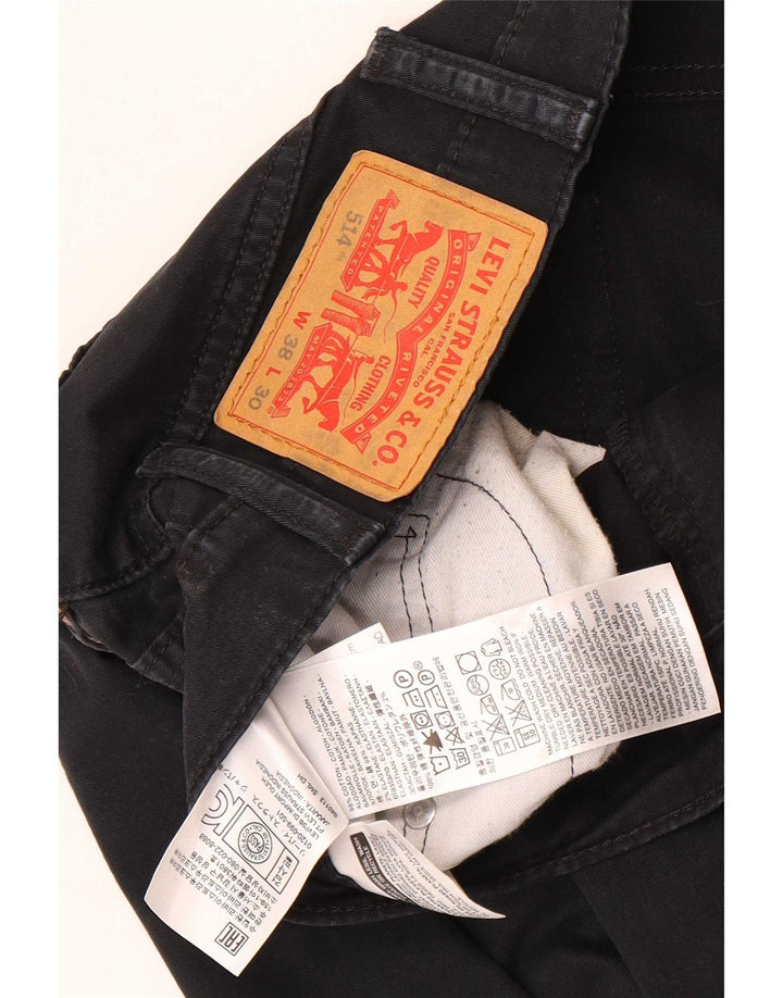 Levi's Mens 514 Straight Jeans W38 L30 Black Cotton