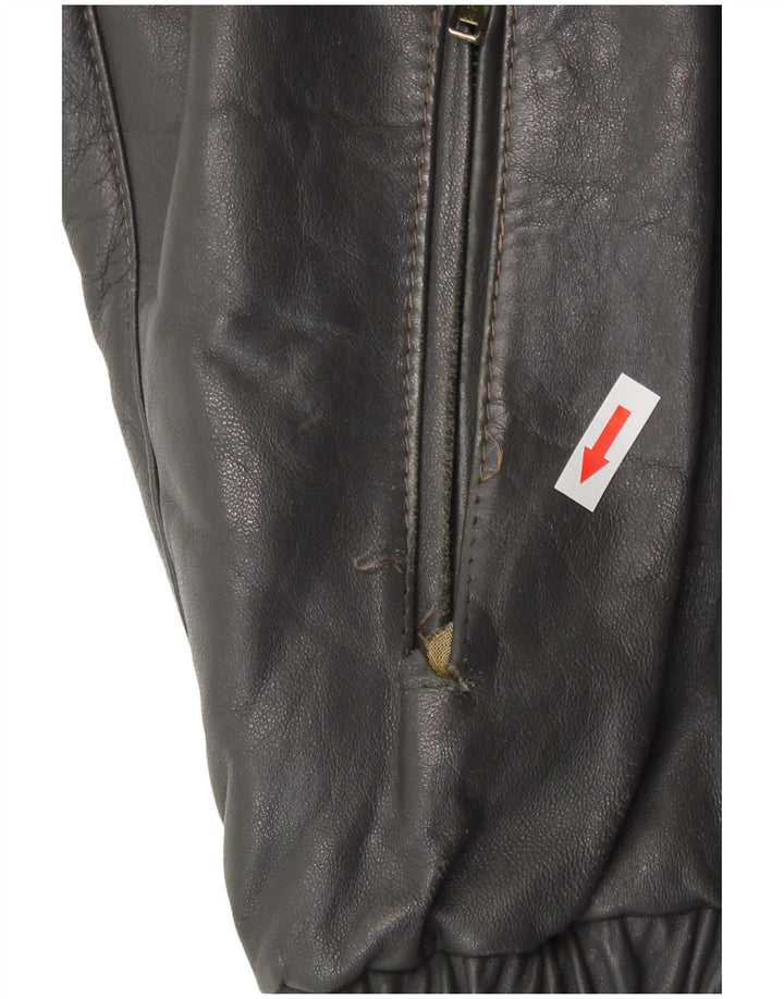 Vintage Mens Leather Jacket IT 52 XL Grey Leather