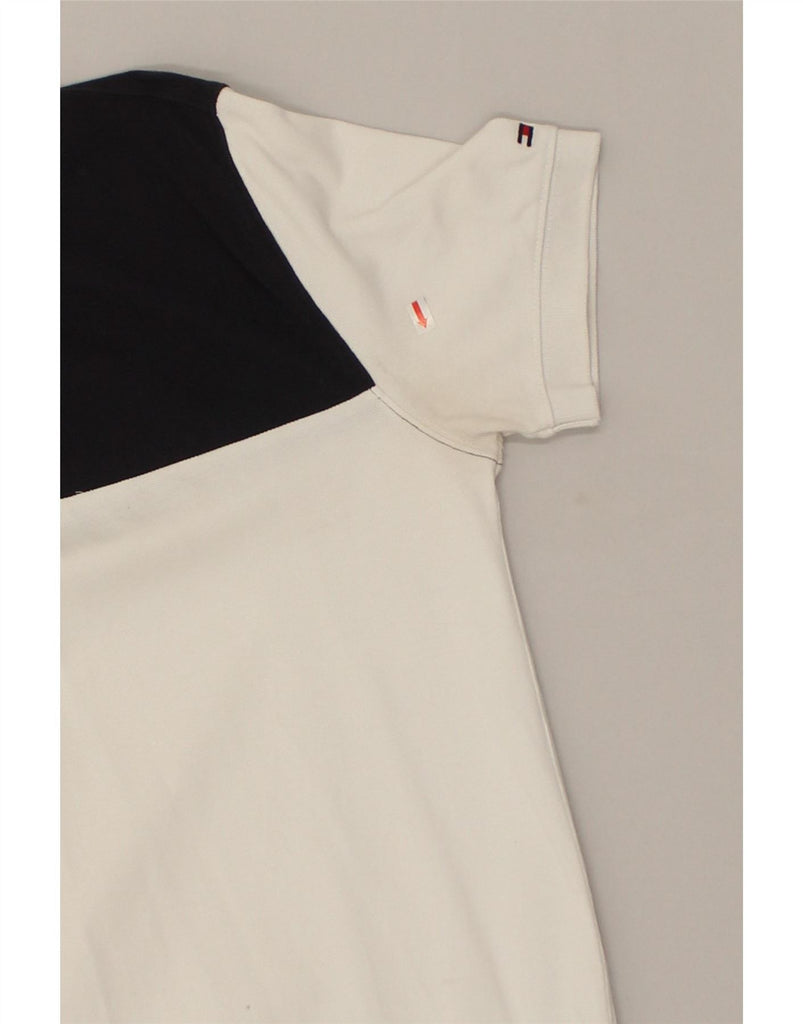 TOMMY HILFIGER Mens Regular Fit Graphic Polo Shirt Medium White Vintage Tommy Hilfiger and Second-Hand Tommy Hilfiger from Messina Hembry 