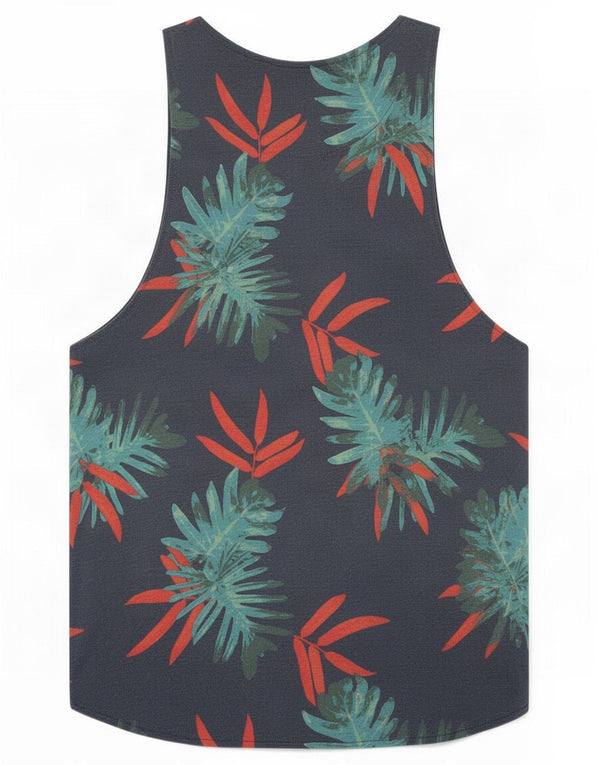 Jack & Jones Mens Vest Top Small Navy Blue Floral
