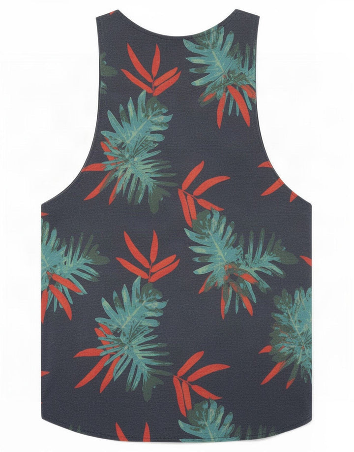 Jack & Jones Mens Vest Top Small Navy Blue Floral