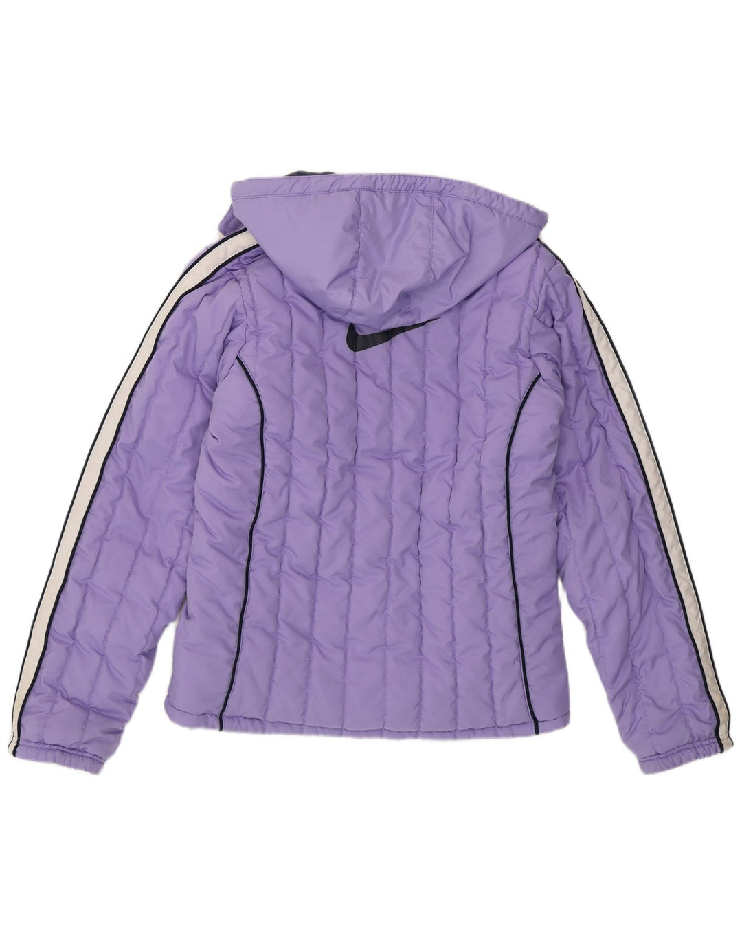 Nike Girls Hooded Padded Jacket 13-14 Years XL Purple Colourblock Polyester