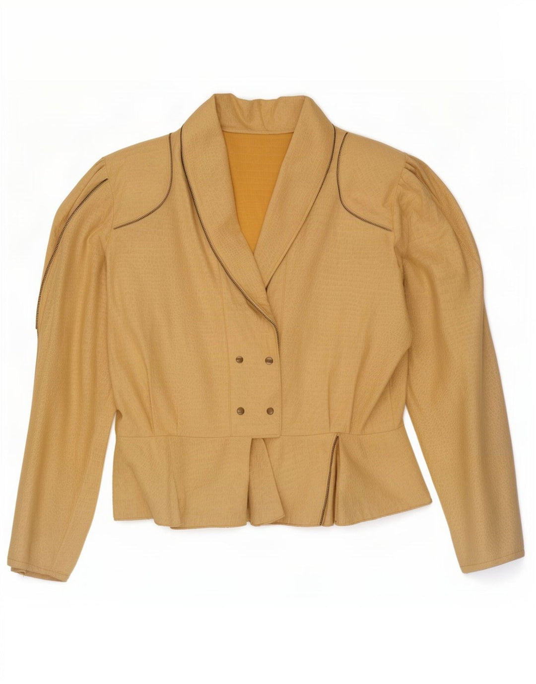 Vintage Womens Blazer Jacket UK 14 Medium Beige Animal Print