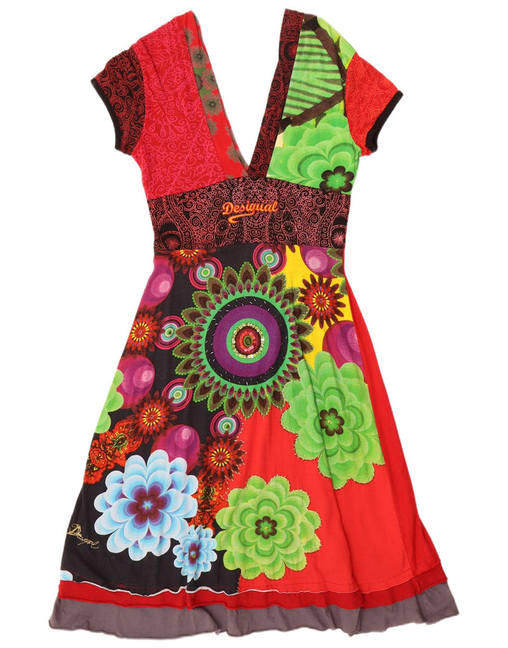 Desigual Womens Graphic A-Line Dress UK 10 Small Multicoloured Floral