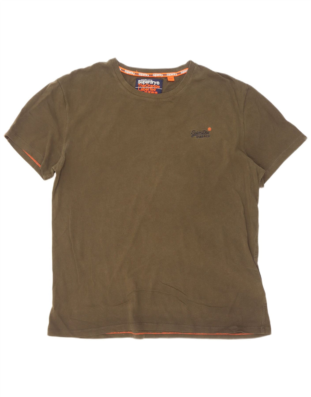 Superdry Mens T-Shirt Top XL Khaki Cotton