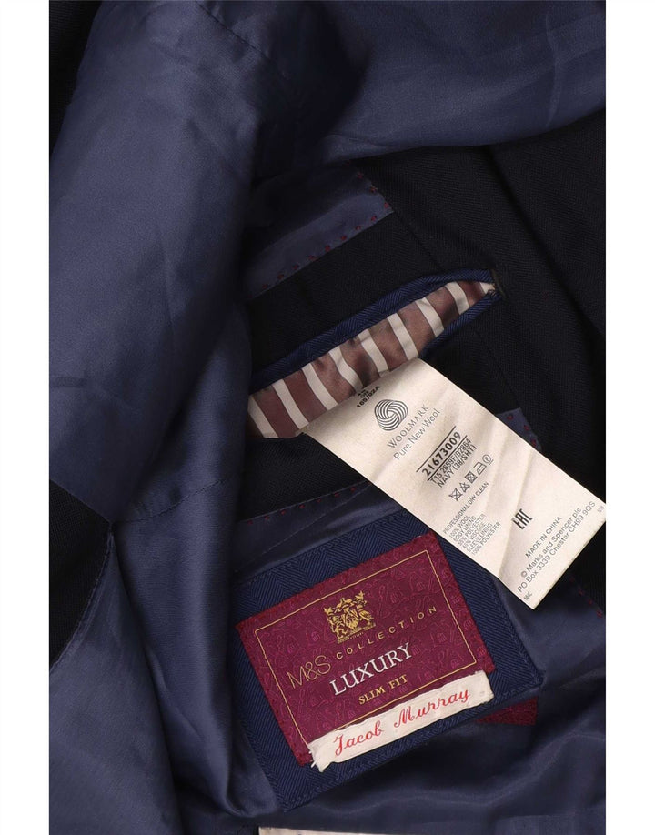 Marks & Spencer Mens 2 Button Blazer Jacket UK 38 Medium Navy Blue New Wool