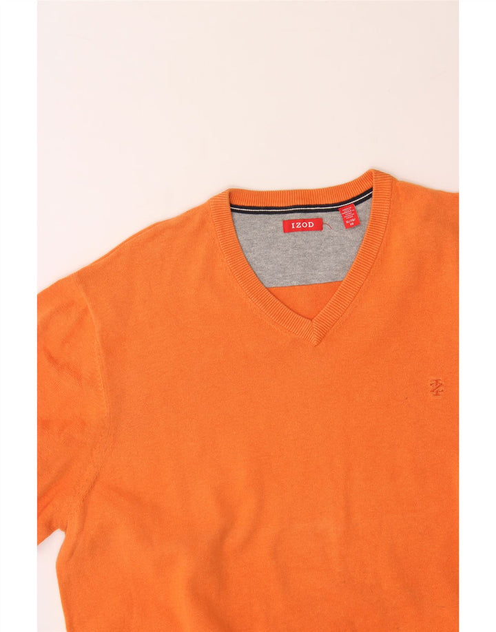 IZOD Mens V-Neck Jumper Sweater XL Orange Cotton Vintage Izod and Second-Hand Izod from Messina Hembry 