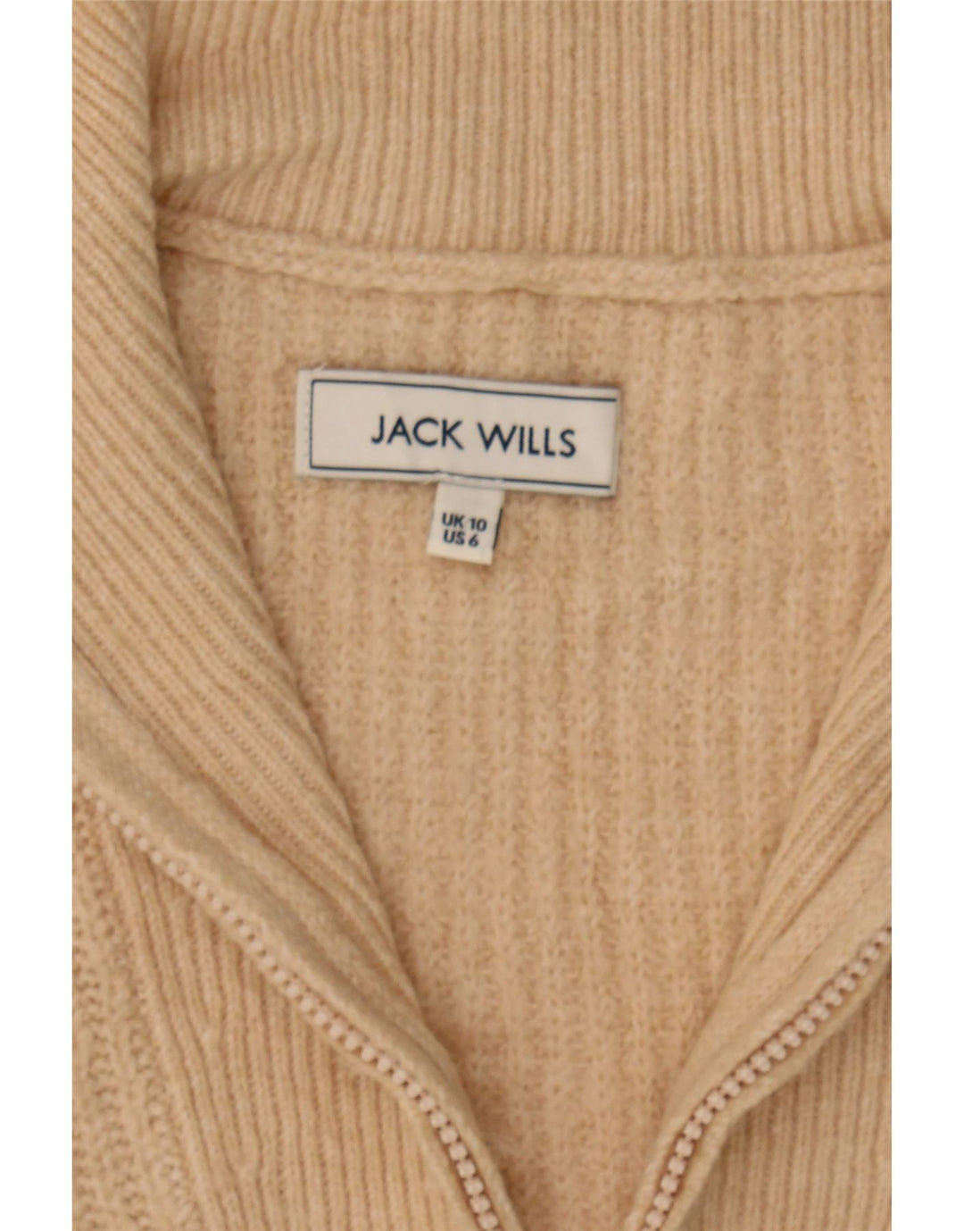 JACK WILLS Womens Oversized Zip Neck Jumper Sweater UK 10 Small  Beige Vintage Jack Wills and Second-Hand Jack Wills from Messina Hembry 