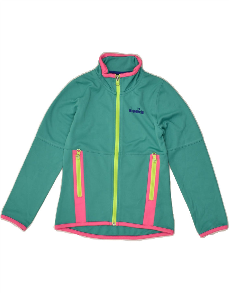 DIADORA Girls Tracksuit Top Jacket 5-6 Years Small Green Polyester | Vintage Diadora | Thrift | Second-Hand Diadora | Used Clothing | Messina Hembry 