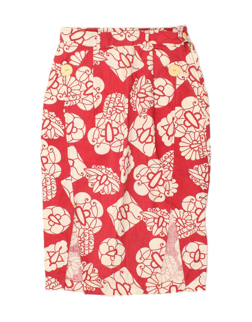 VINTAGE Womens Straight Skirt W28 Medium Red Floral Cotton | Vintage Vintage | Thrift | Second-Hand Vintage | Used Clothing | Messina Hembry 