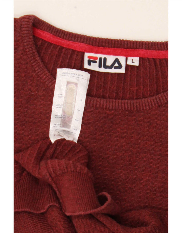 Fila Mens Crew Neck Jumper Sweater Large Burgundy Cotton