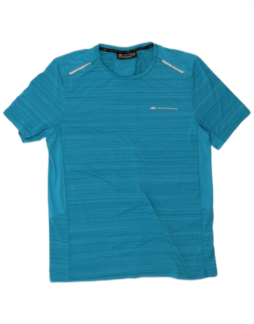 Monterrain Mens Graphic Graphic T-Shirt Top Medium Blue Striped Polyester