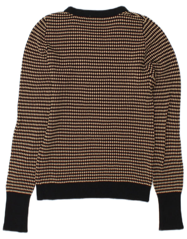Zara Womens Boat Neck Jumper Sweater UK 12 Medium Brown Geometric Viscose