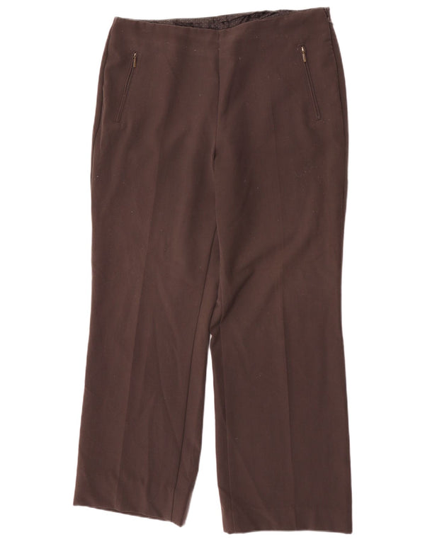 Marks & Spencer Womens Straight Casual Trousers UK 14 Large W32 L28 Brown