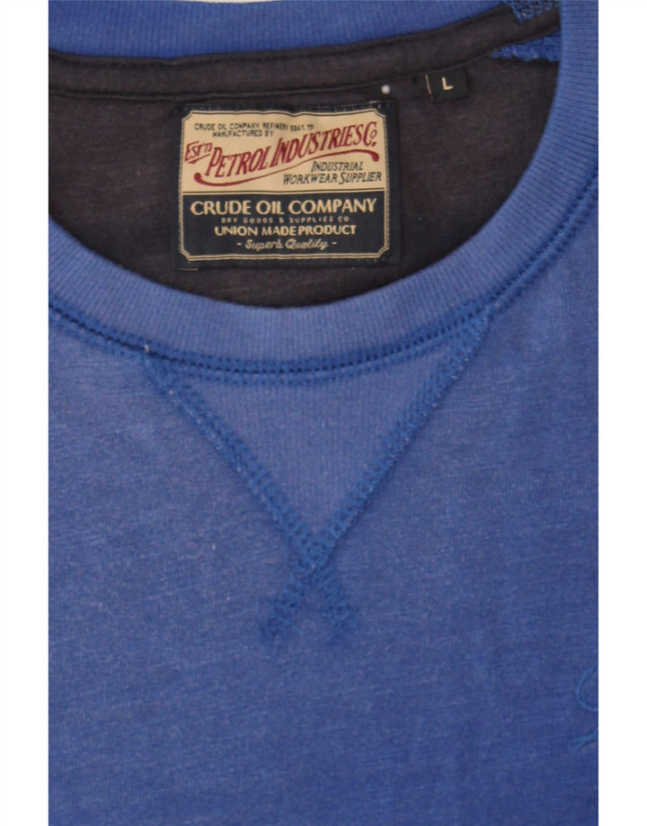 VINTAGE Mens Sweatshirt Jumper Large Blue Cotton Vintage Vintage and Second-Hand Vintage from Messina Hembry 