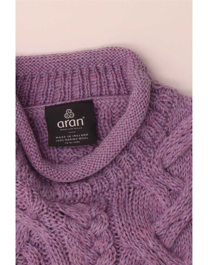 Aran Wollen Mills Womens Turtle Neck Jumper Sweater UK 14 Medium Purple