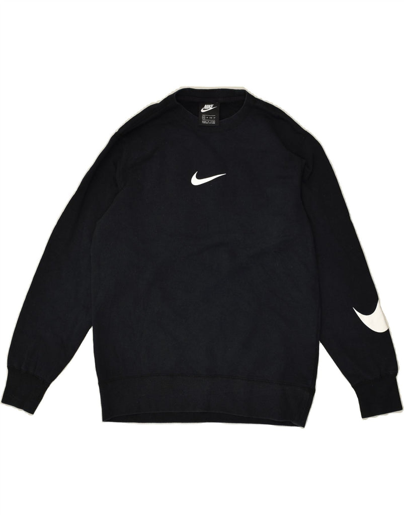 NIKE Womens Graphic Sweatshirt Jumper UK 6 XS Black Cotton | Vintage Nike | Thrift | Second-Hand Nike | Used Clothing | Messina Hembry 