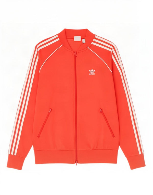 Adidas Womens Tracksuit Top Jacket UK 12 Medium Red Cotton