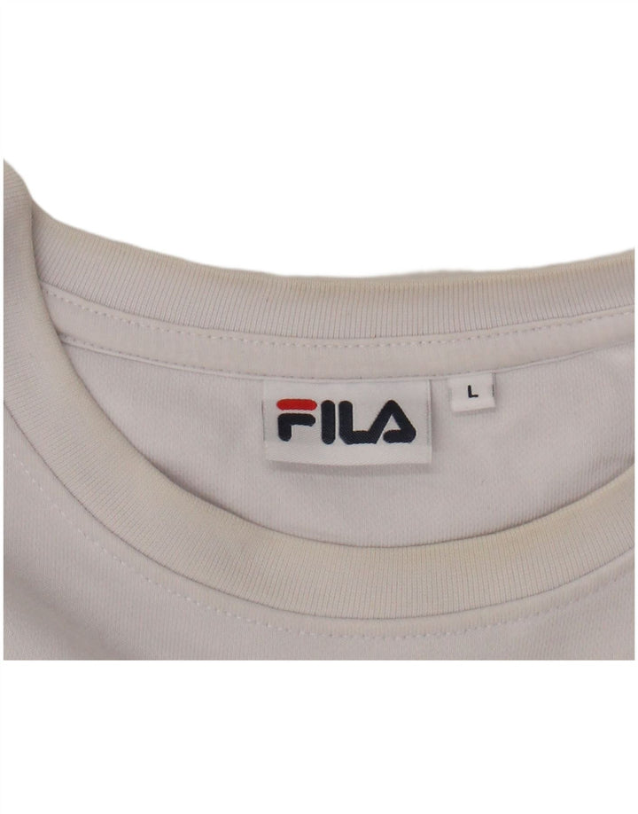FILA Mens Graphic Sweatshirt Jumper Large Black Colourblock Cotton