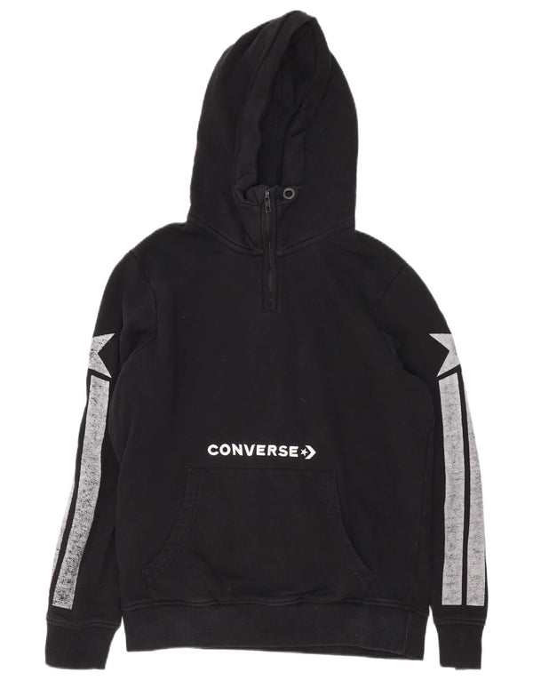 Converse Mens Zip Neck Graphic Hoodie Jumper Medium Black Colourblock