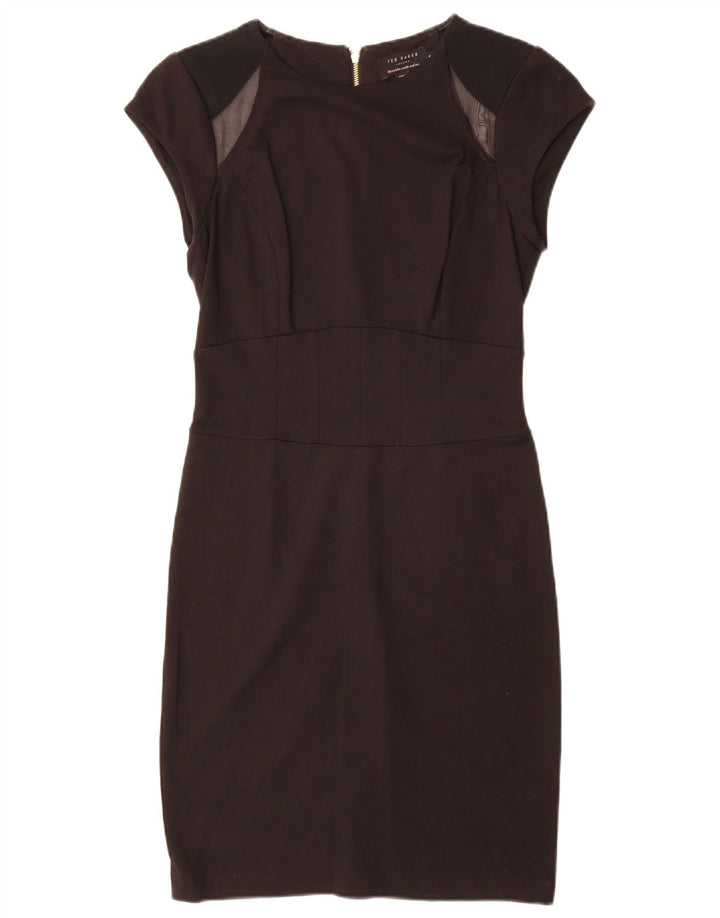 Ted Baker Womens Sheath Dress Size 2 Small Black Colourblock Viscose