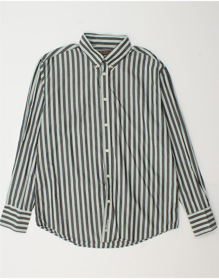 Ben Sherman Mens Shirt XL Grey Striped Cotton