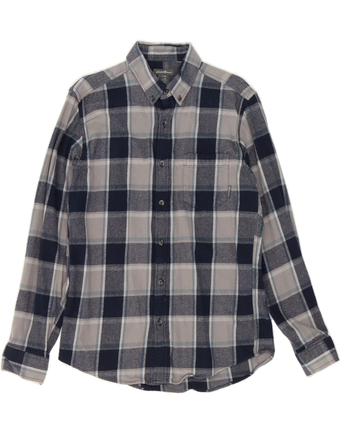 EDDIE BAUER Mens Flannel Shirt Medium Navy Blue Check Cotton Vintage Eddie Bauer and Second-Hand Eddie Bauer from Messina Hembry 