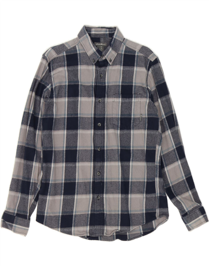 EDDIE BAUER Mens Flannel Shirt Medium Navy Blue Check Cotton Vintage Eddie Bauer and Second-Hand Eddie Bauer from Messina Hembry 