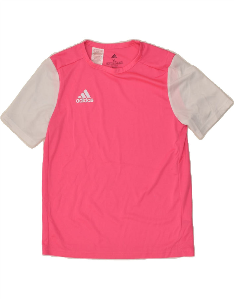 ADIDAS Girls Climalite T-Shirt Top 13-14 Years Large  Pink Polyester | Vintage Adidas | Thrift | Second-Hand Adidas | Used Clothing | Messina Hembry 