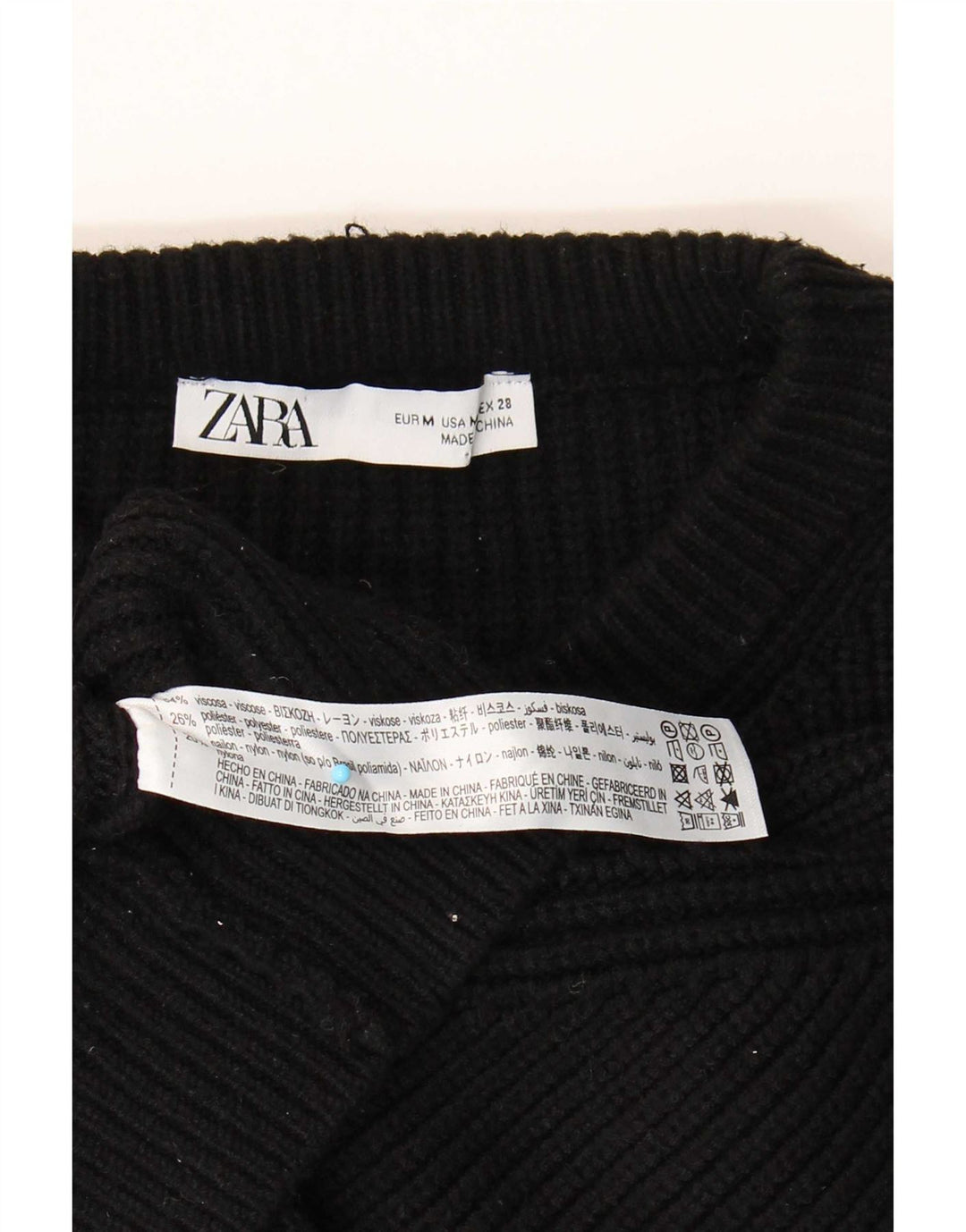 Zara Womens Crop Oversized Boat Neck Jumper Sweater UK 14 Medium Black