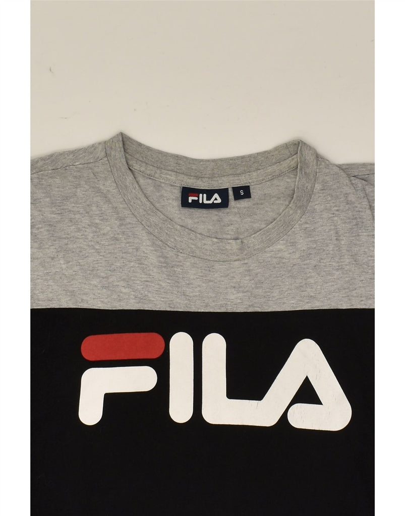 FILA Mens Graphic T-Shirt Top Small Black Colourblock Cotton | Vintage Fila | Thrift | Second-Hand Fila | Used Clothing | Messina Hembry 