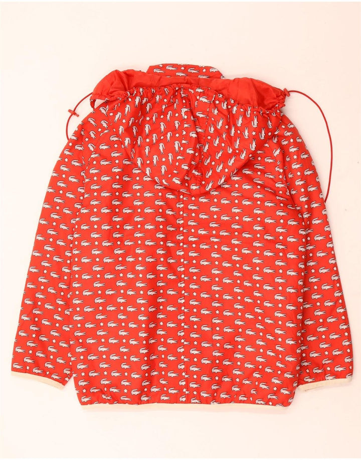 Lacoste Girls Graphic Hooded Windbreaker Jacket 11-12 Years Red Polyester
