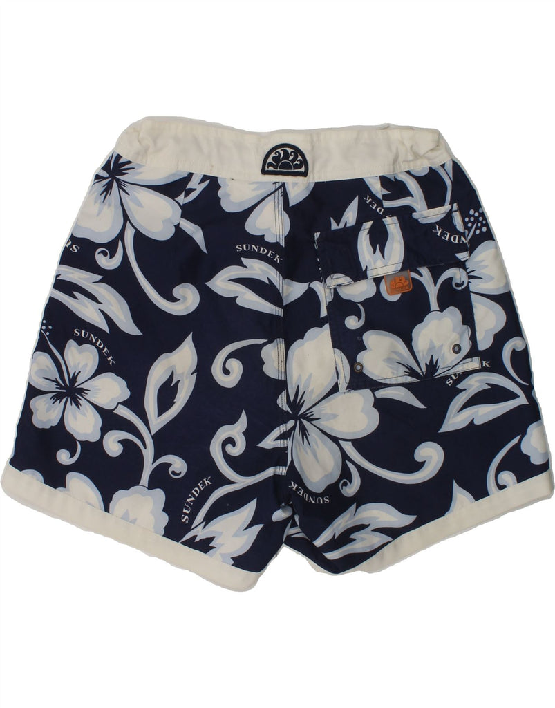 SUNDEK Boys Swimming Shorts 15-16 Years Navy Blue Floral Polyester | Vintage Sundek | Thrift | Second-Hand Sundek | Used Clothing | Messina Hembry 