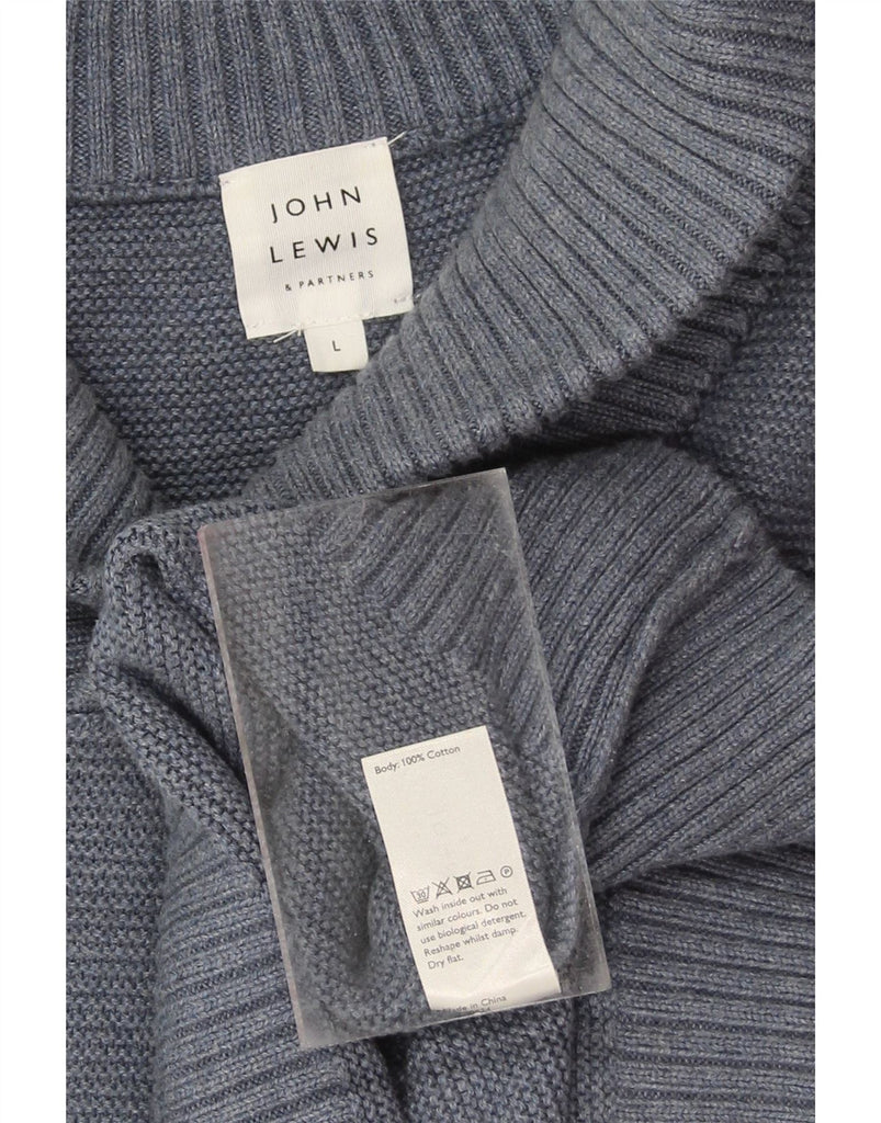 JOHN LEWIS Mens Shawl Neck Jumper Sweater Large Blue Cotton Vintage John Lewis and Second-Hand John Lewis from Messina Hembry 