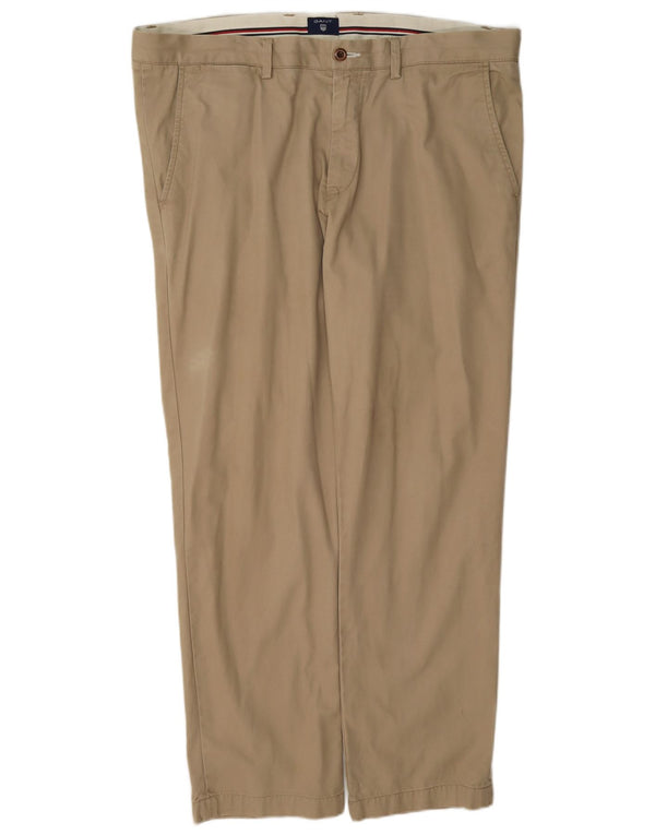Gant Mens Straight Regular Chino Trousers W40 L32 Beige Cotton