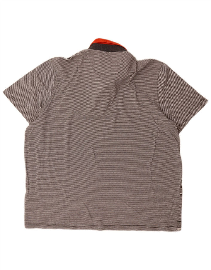 Ted Baker Mens Polo Shirt Size 6 2XL Grey Striped Cotton