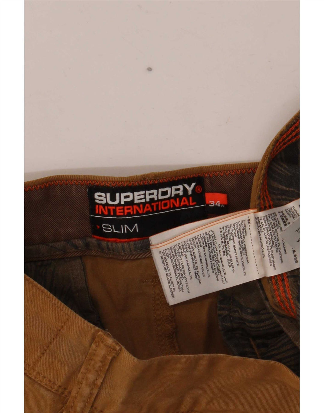 Superdry Mens Slim Chino Shorts W34 Large Beige Cotton