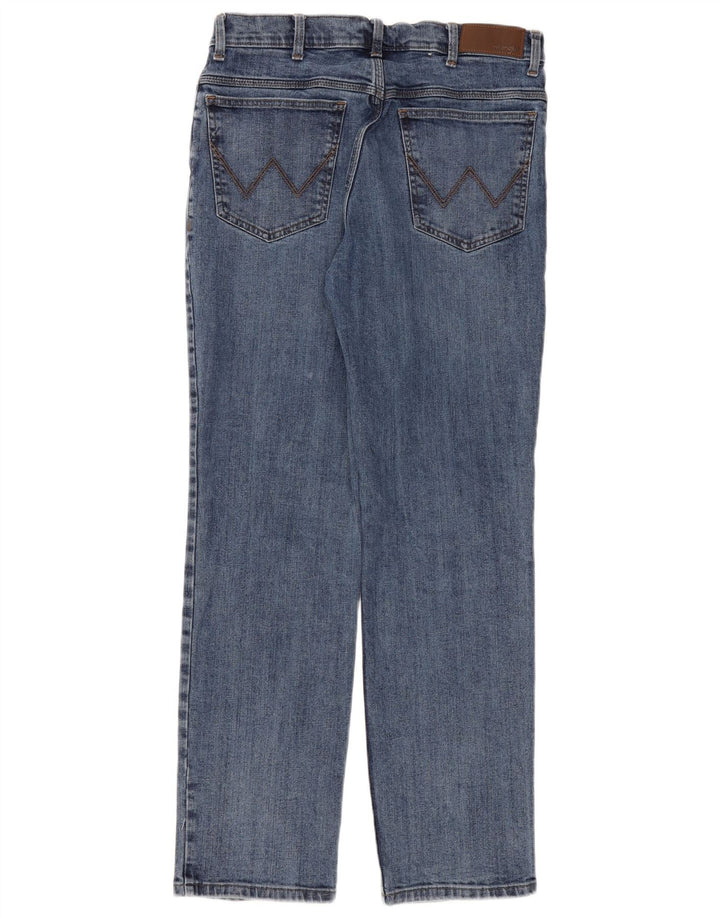 Wrangler Mens Straight Jeans W34 L32 Blue Cotton